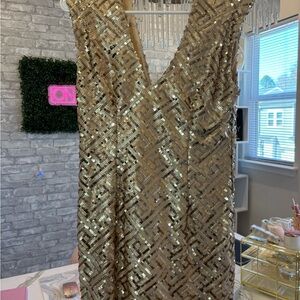 Gold Sequin Mini Dress
